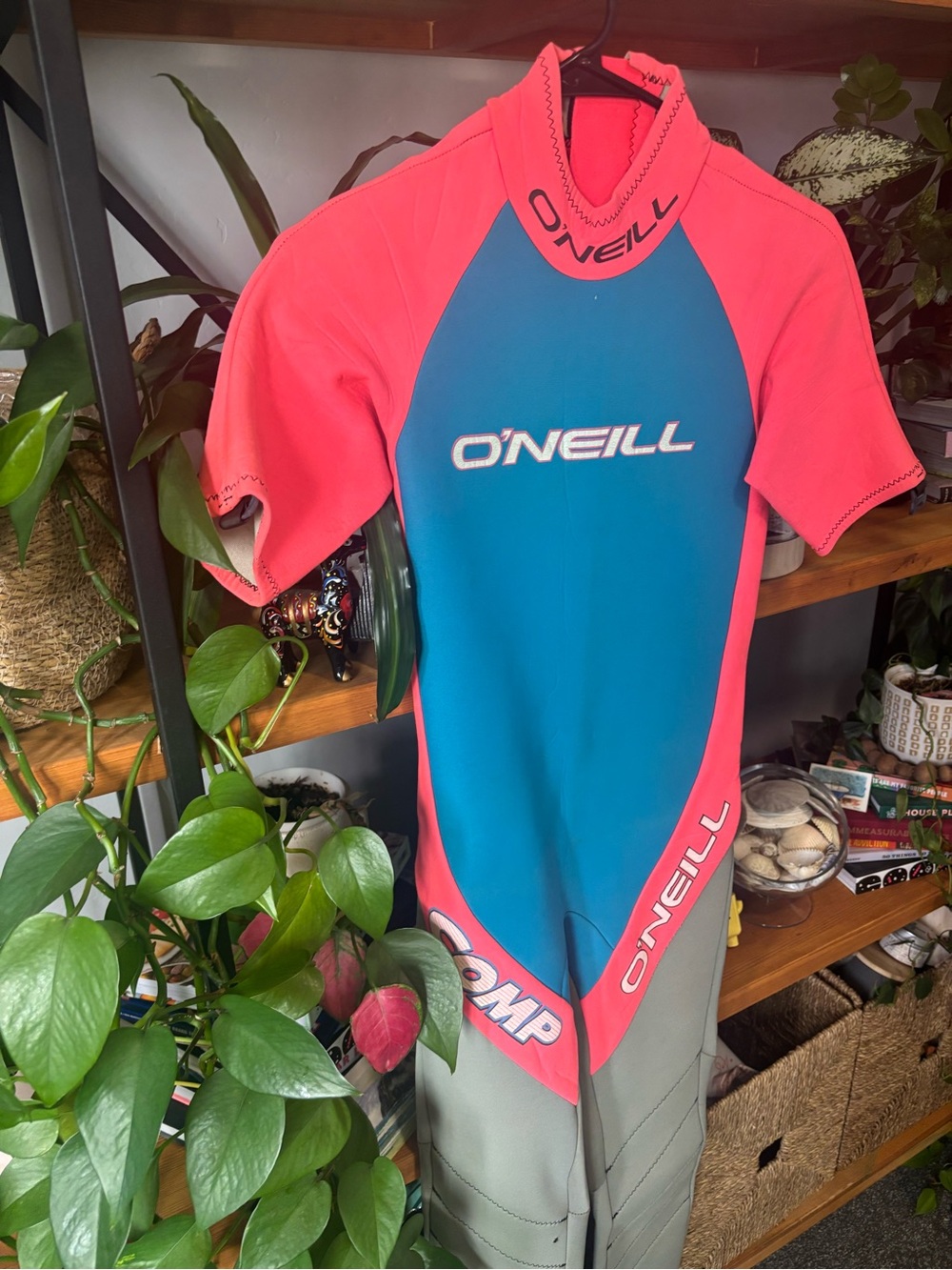 O'Neill Teal and Hot Pink Short Sleeve Full Wetsuit - Picture 3 of 6
